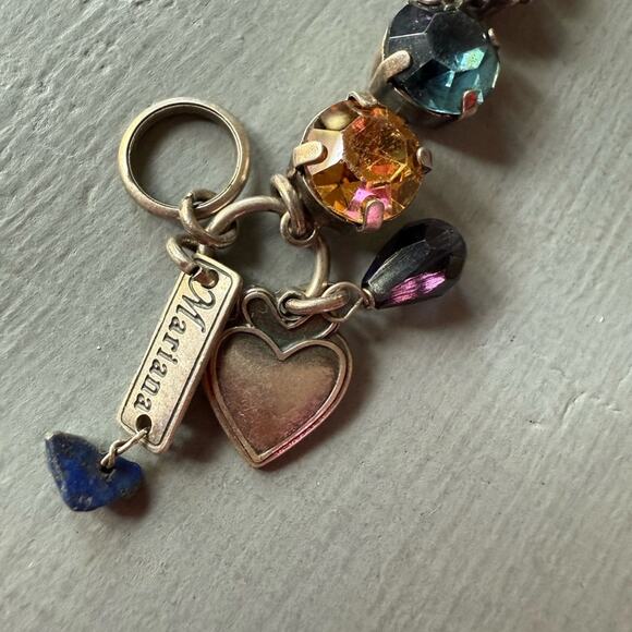 Mariana Large Flower Crystal Heart Charm Tennis Bracelet - Picture 2 of 6